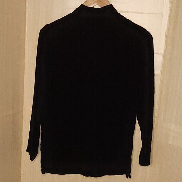 Gap Black Velvet Silk Rayon Blend Button Down Tunic Medium - Picture 2 of 8